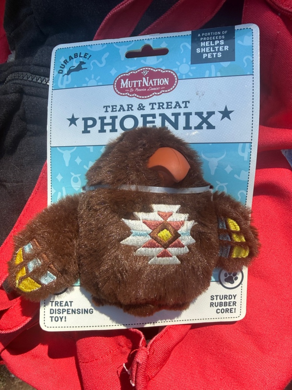 MuttNation Tear & Treat Phoenix Plush Dog Toy - Brown